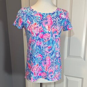 Lilly Pulitzer Size XXS Vibrant Blue and Pink Women's Top